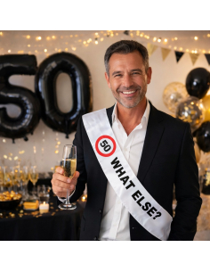 Écharpe Anniversaire 50 ans “50 WHAT ELSE?” – Blanche