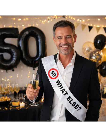 Écharpe Anniversaire 50 ans “50 WHAT ELSE?” – Blanche