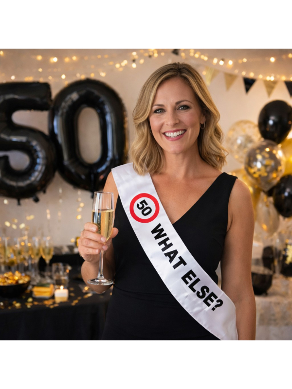 Écharpe Anniversaire 50 ans “50 WHAT ELSE?” – Blanche