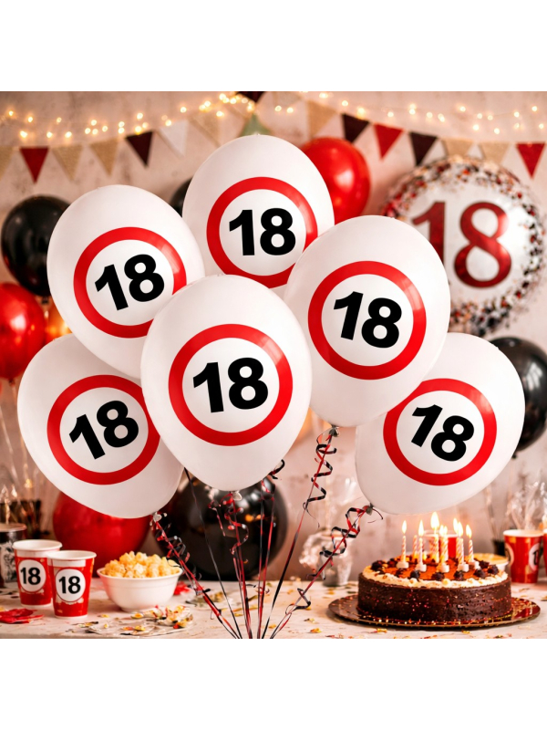 Lot de 12 ballons blancs “18 ans” – Ø 30 cm (air ou hélium) pour une déco d’anniversaire qui se voit