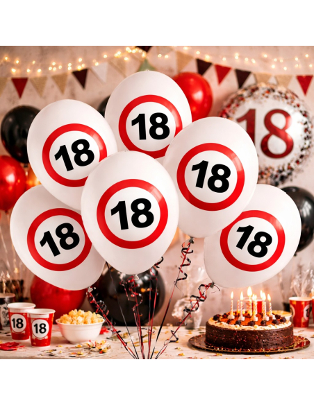 Lot de 12 ballons blancs “18 ans” – Ø 30 cm (air ou hélium) pour une déco d’anniversaire qui se voit