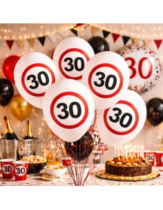 Lot de 12 ballons “30 ans” – Blanc Ø 30 cm (air ou hélium) pour une déco de trentenaire qui se voit