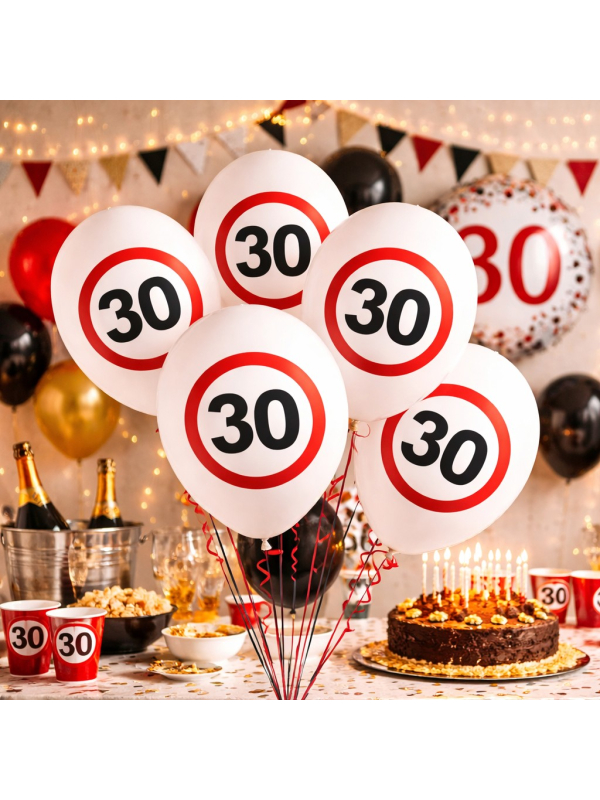 Lot de 12 ballons “30 ans” – Blanc Ø 30 cm (air ou hélium) pour une déco de trentenaire qui se voit