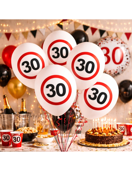 Lot de 12 ballons “30 ans” – Blanc Ø 30 cm (air ou hélium) pour une déco de trentenaire qui se voit