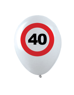 Ballons anniversaire 40 ans – Lot de 12 ballons blancs Ø 30 cm (air ou hélium) style panneau “40” 2