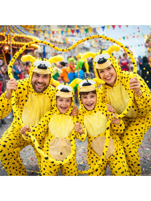 Déguisement Marsupilami™ enfant & ado – Combinaison à capuche avec queue géante (Licence officielle)