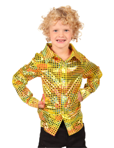 Chemise disco enfant dorée – Années 70, spectacle et Nouvel An 2