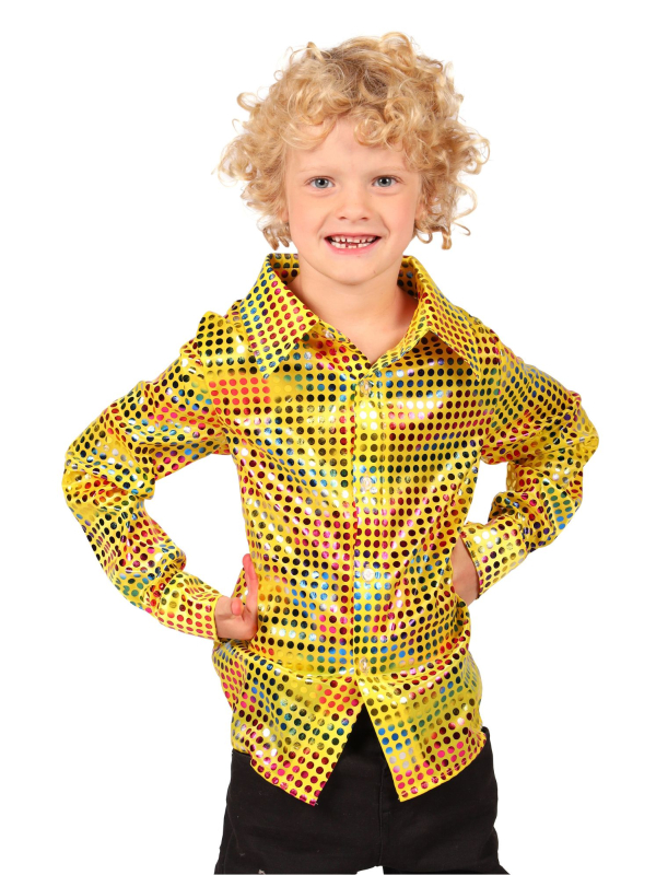 Chemise disco enfant dorée – Années 70, spectacle et Nouvel An