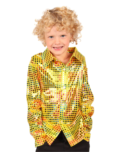 Chemise disco enfant dorée – Années 70, spectacle et Nouvel An