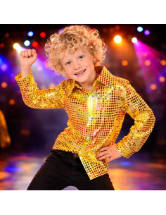 Chemise disco enfant dorée – Années 70, spectacle et Nouvel An