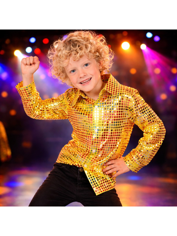 Chemise disco enfant dorée – Années 70, spectacle et Nouvel An