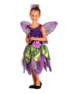 Déguisement Fée violet & vert enfant avec ailes 2