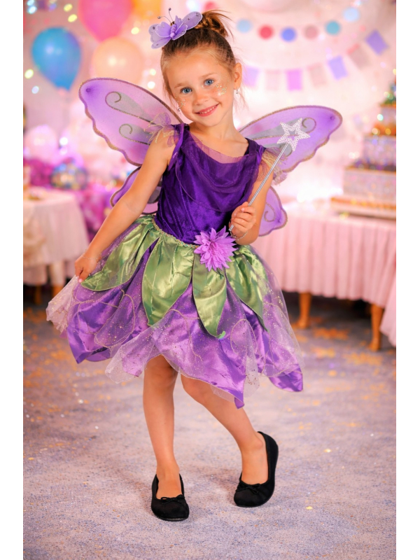 Déguisement Fée violet & vert enfant avec ailes
