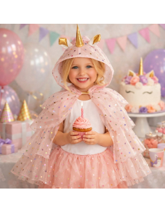 Cape Fée Licorne Fille – Taille Unique – 62 cm