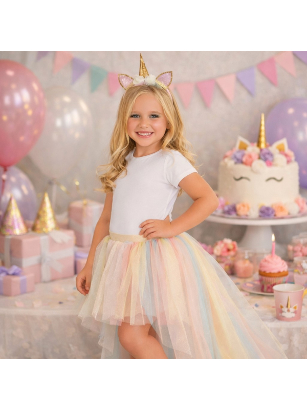 Set Fée Licorne Pastel Fille – Tutu + Serre-tête (TU)
