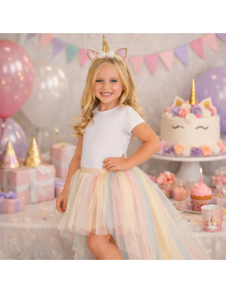 Set Fée Licorne Pastel Fille – Tutu + Serre-tête (TU)