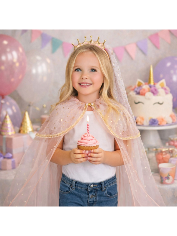 Cape de Princesse Rose avec Serre-Tête – 75 cm – Taille Unique Enfant