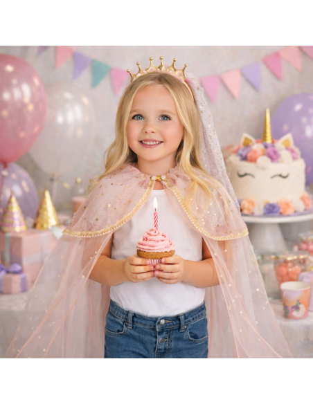 Cape de Princesse Rose avec Serre-Tête – 75 cm – Taille Unique Enfant
