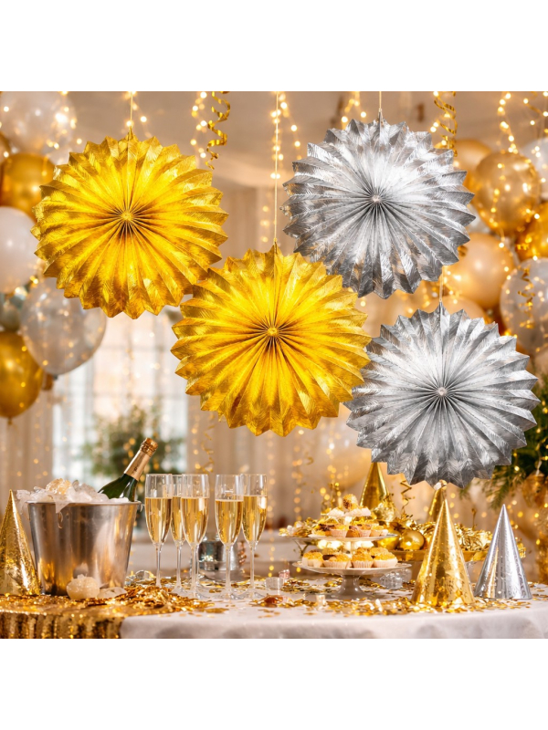 Lot de 2 rosaces or 25 cm – Décoration de fête métallisée