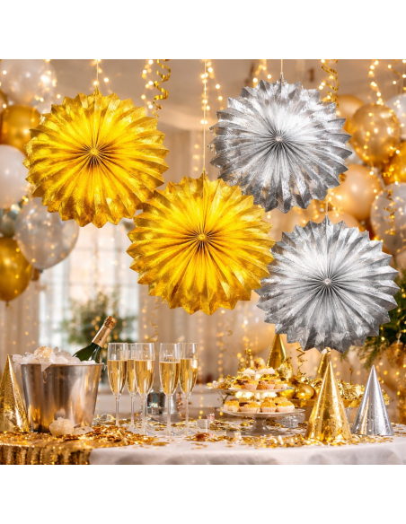 Lot de 2 rosaces or 25 cm – Décoration de fête métallisée