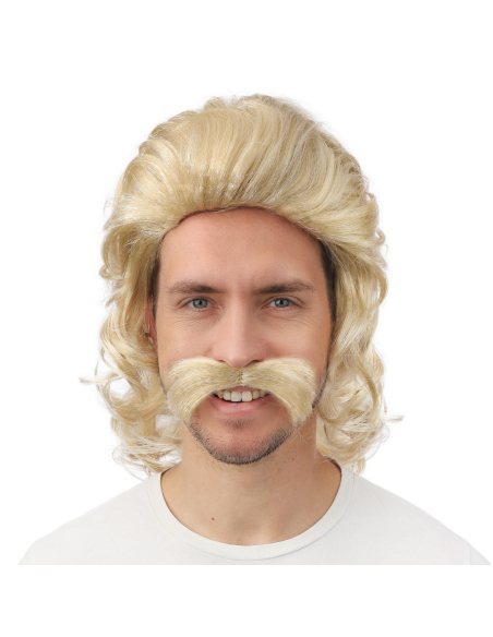 Perruque blonde années 70 + moustache : le look disco rétro (et l’esprit Jeff Tuche)