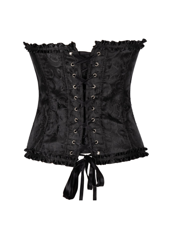 Corset noir de déguisement femme – Style victorien, pirate & steampunk (S/M – L/XL)