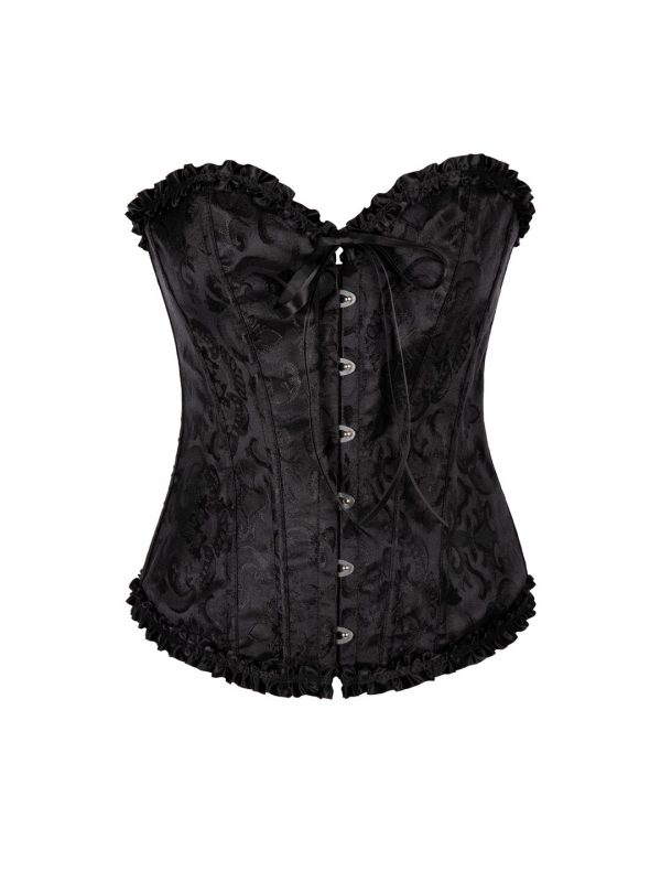 Corset noir de déguisement femme – Style victorien, pirate & steampunk (S/M – L/XL)