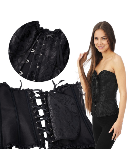Corset noir de déguisement femme – Style victorien, pirate & steampunk (S/M – L/XL)