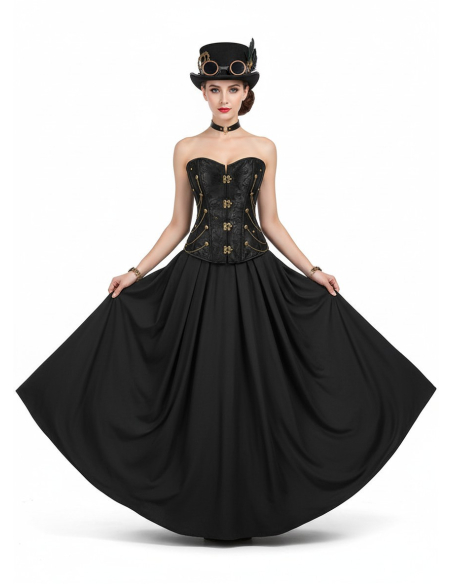 Corset Steampunk Noir à Fermoirs Métal – Style Victorien & Pirate Chic