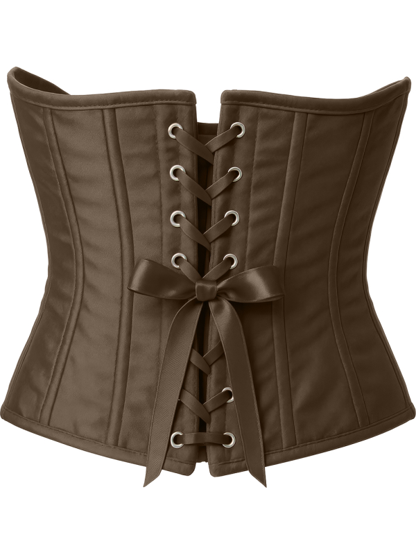 Corset marron serre-taille à crochets – Style pirate, médiéval & victorien