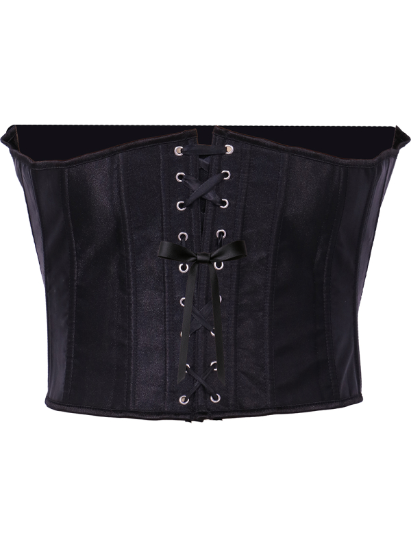 Corset noir serre-taille à crochets – Gothique, pirate, médiéval & Halloween