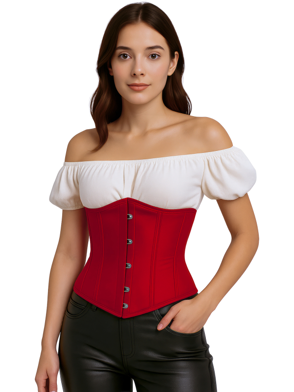 Corset rouge serre-taille à crochets – Pirate, victorien, médiéval & Halloween
