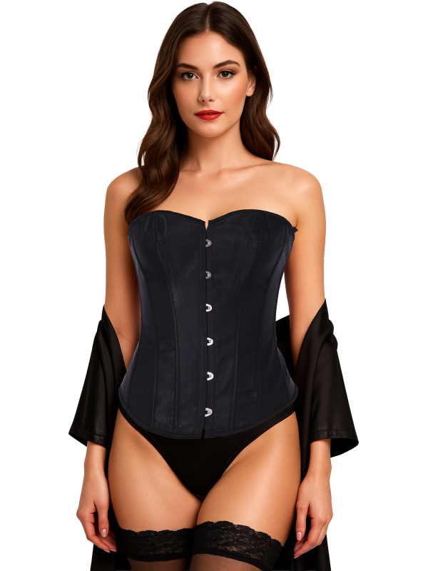 Corset noir serre-taille – Bustier gothique glamour (tailles S à L)