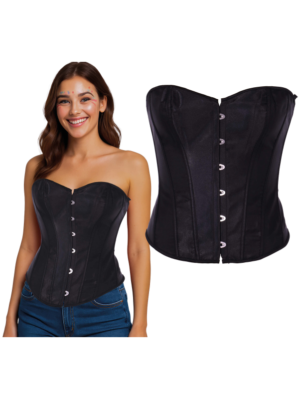 Corset noir serre-taille – Bustier gothique glamour (tailles S à L)
