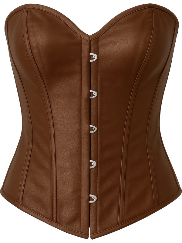 Corset marron serre-taille – Bustier effet cuir, style pirate & médiéval (S à L)