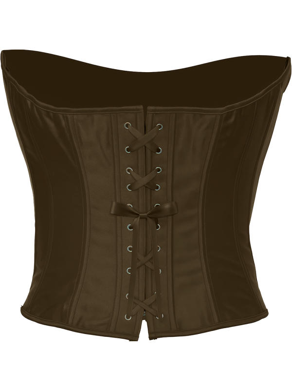Corset marron serre-taille – Bustier effet cuir, style pirate & médiéval (S à L)