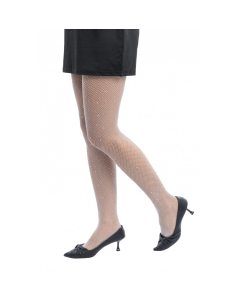 Collant résille blanc avec strass – Taille unique