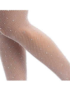 Collant résille blanc avec strass – Taille unique 2