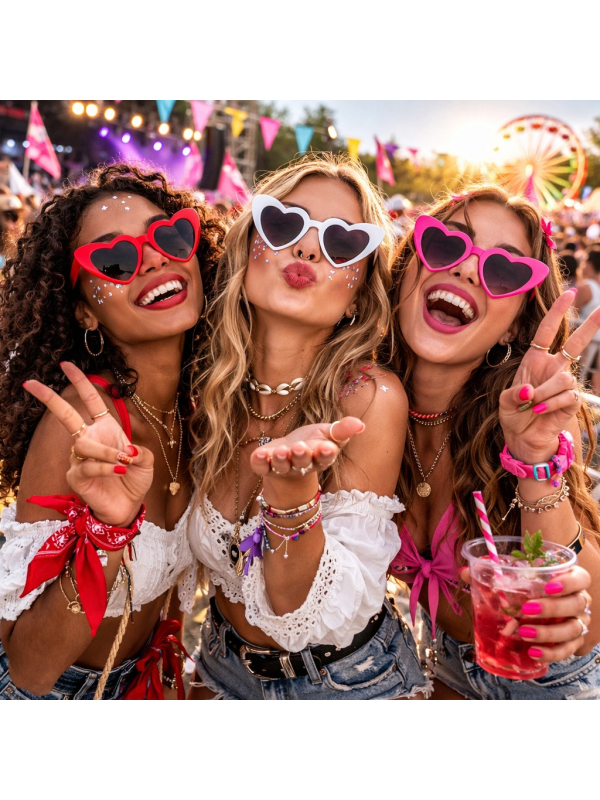 Lunettes cœur rouge, rose ou blanches