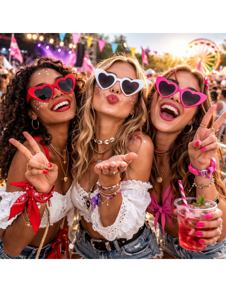 Lunettes cœur rouge, rose ou blanches
