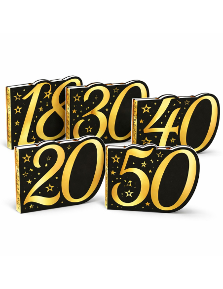 Livre d’or anniversaire chiffre noir & or – 26 pages (18, 20, 30, 40, 50, 60 ans)