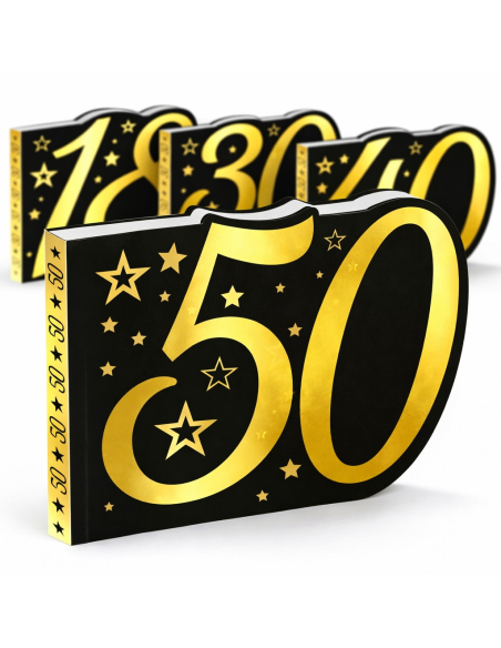 Livre d’or anniversaire chiffre noir & or – 26 pages (18, 20, 30, 40, 50, 60 ans)