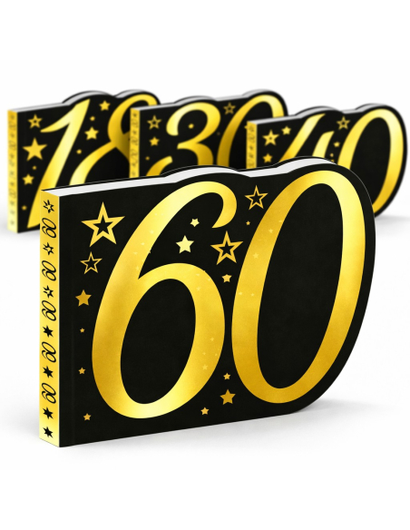Livre d’or anniversaire chiffre noir & or – 26 pages (18, 20, 30, 40, 50, 60 ans)