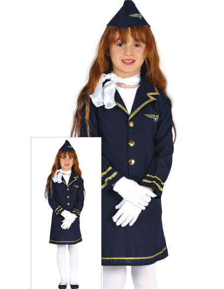 Déguisement Hôtesse de l’Air Enfant – Robe & Chapeau (3/4, 5/6, 7/9, 10/12 ans)
