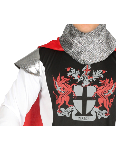 Déguisement chevalier médiéval homme – Tunique, cape rouge & capuche