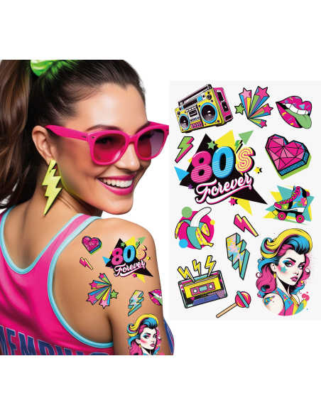Tatouages temporaires fluo années 80 – 80’s Forever