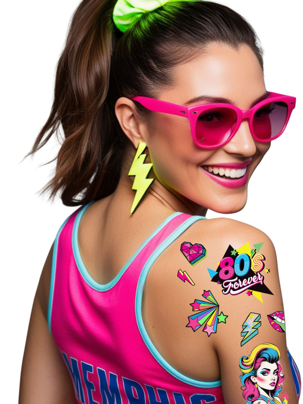 Tatouages temporaires fluo années 80 – 80’s Forever