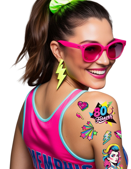 Tatouages temporaires fluo années 80 – 80’s Forever