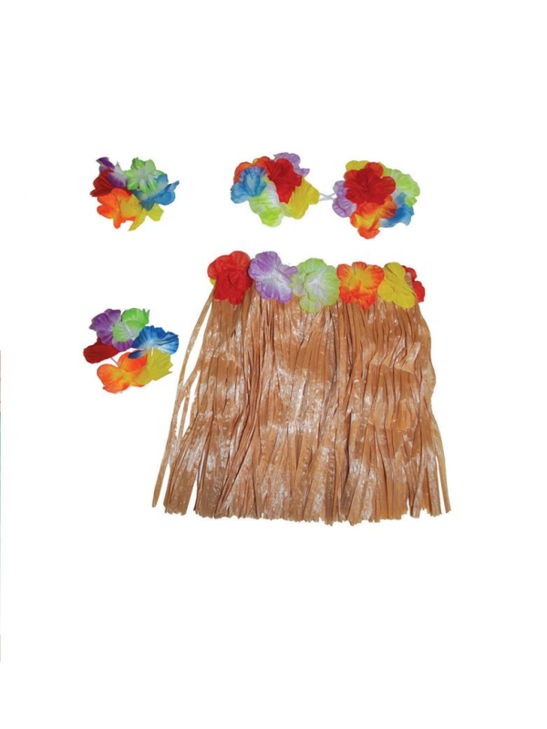 Set Hawaï enfant 4 pièces – Jupe, haut et bracelets fleuris