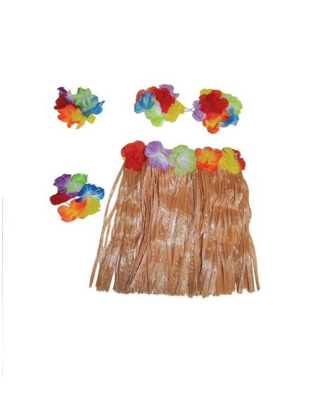Set Hawaï enfant 4 pièces – Jupe, haut et bracelets fleuris